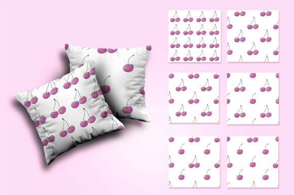 Berries Seamless Pattern: Pink Cherries