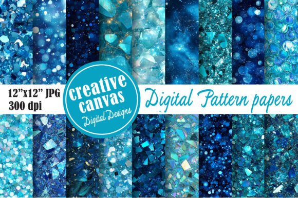 Blue Glitter Digital Paper Bundle