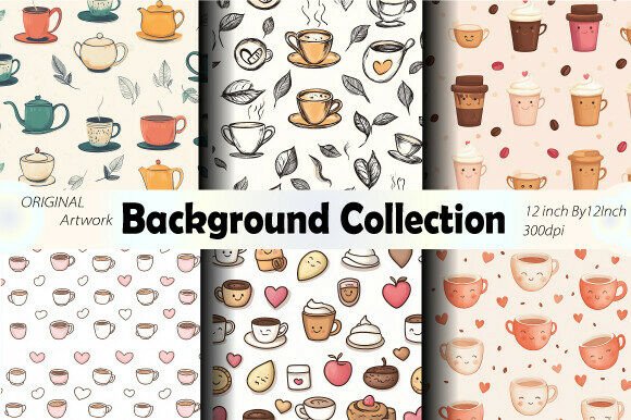 Coffee Cup Seamless Pattern Set Bundle: A Creative Workflow Essential
