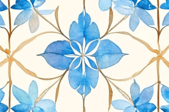 Elegant Blue Watercolor Floral Geometric: A Timeless Design for Every Need
