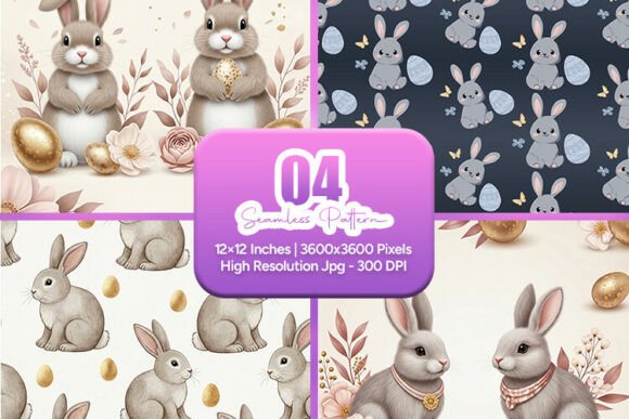 Elegant Bunny Easter Seamless Pattern