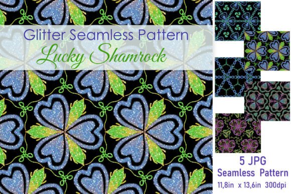Glitter Lucky Shamrock Seamless Pattern: A Sparkling Addition to Your Creative Projects