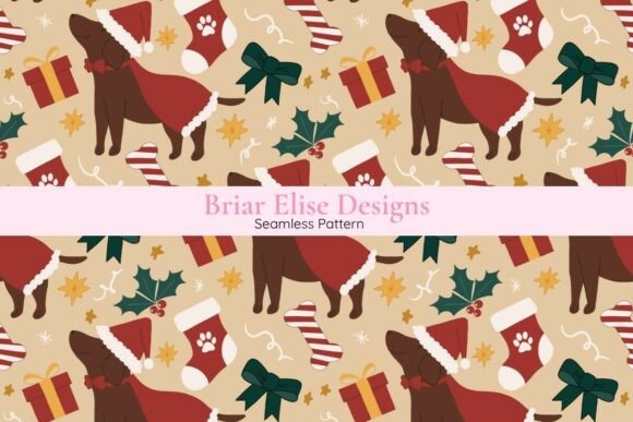 Labrador Christmas Dog Seamless Pattern