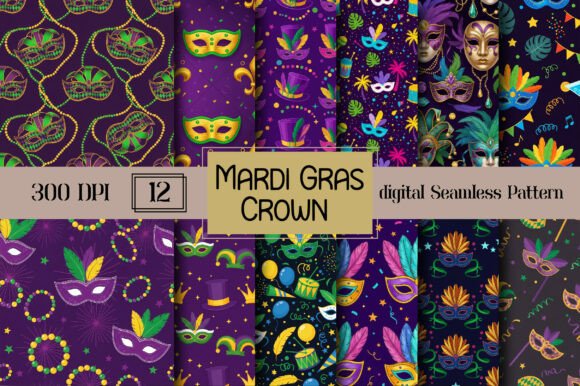 Mardi Gras Crown Seamless Pattern: A Festive Design for Every Project