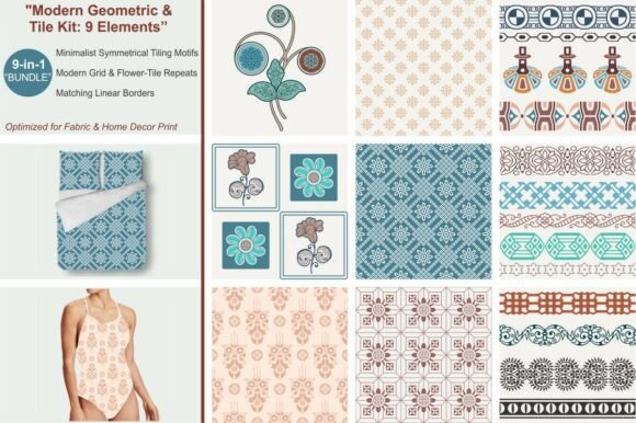 Modern Geometric Tile Kit 9 Symmetric: Elevate Your Design Projects
