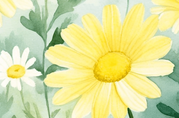 Soft Yellow Daisy Watercolor Floral Coll
