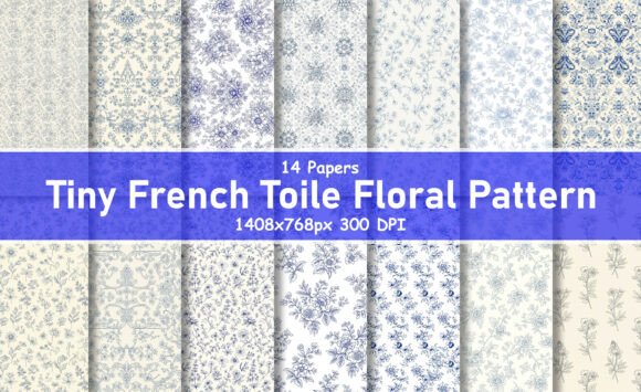 Tiny Blue French Floral Pattern Bundle