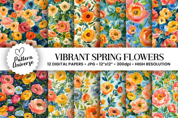 Vibrant Spring Flowers Digital Paper: A Versatile Resource for Creative Projects