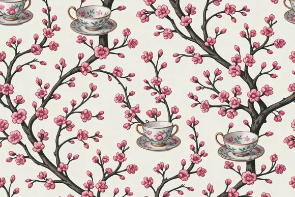 Vintage Teacup Floral Chinoiserie