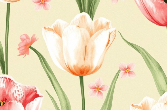 Watercolor Tulip Floral Pattern Collection